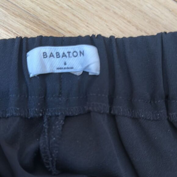 Aritzia Babaton Black Ankle Jogger Pants White Racing Stripe Tapered Size 6 - Picture 6 of 12